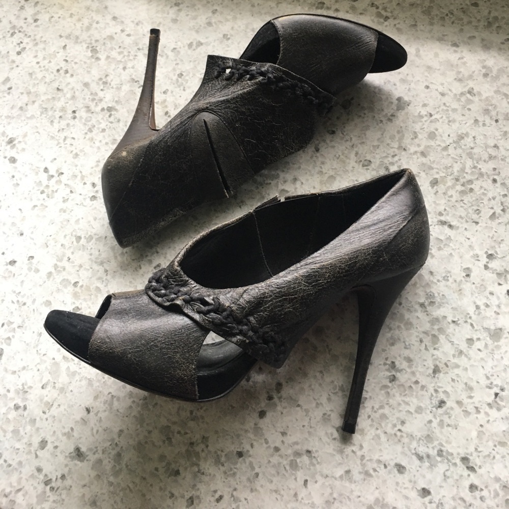 All Saints steampunk leather flap heels - Picture 5 of 12